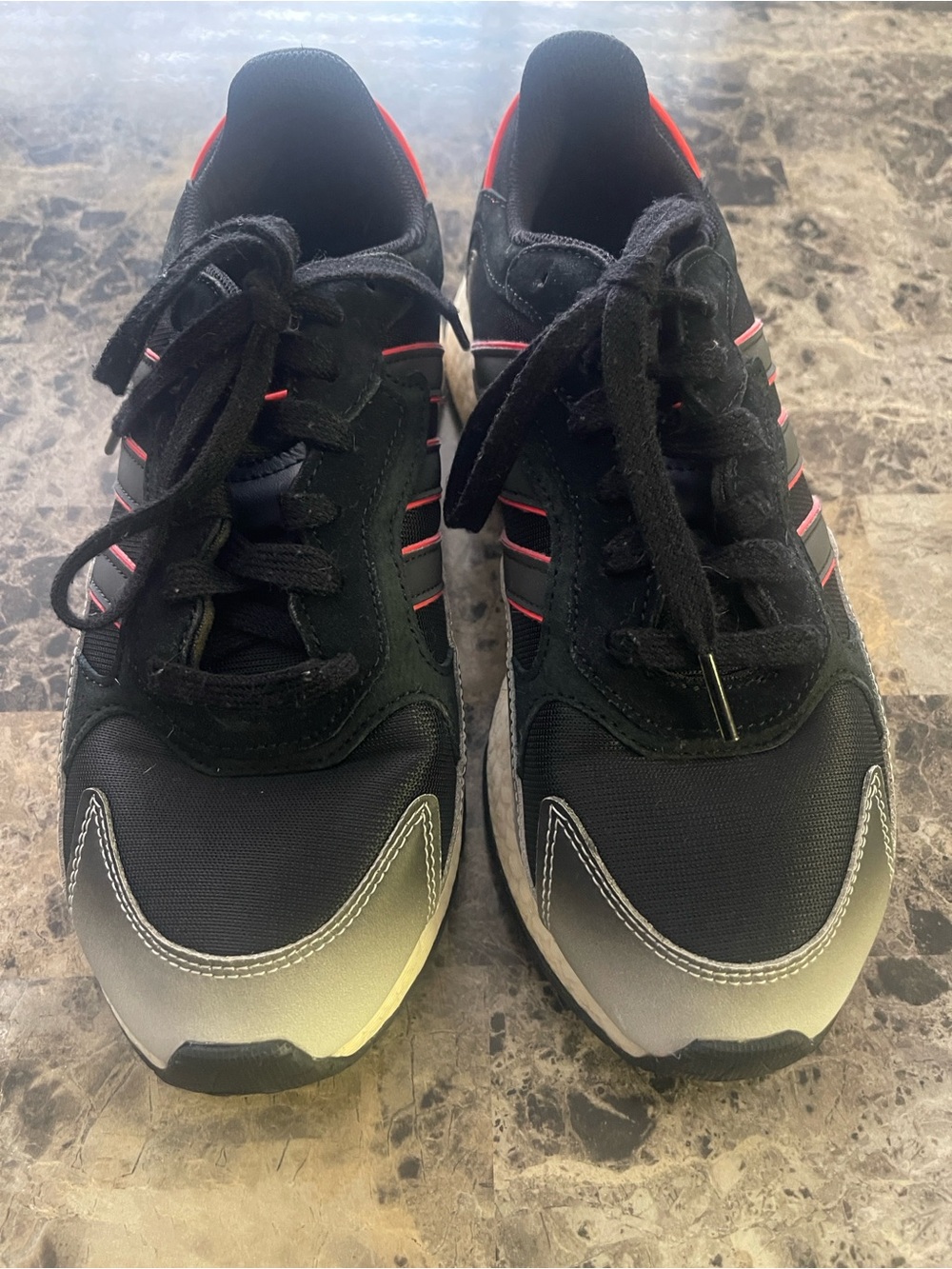 adidas Black Sneakers with Pink Trim